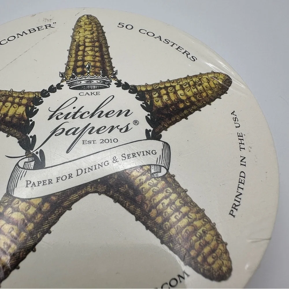 Cake Kitchen Papers Starfish Coasters - Cream Nautical Beach Surf Beachcomber